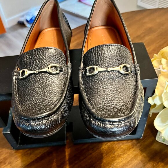 Beautiful NEW COACH Mavis Bit Black Pebbled Grain Leather Loafers Size 5B - Picture 5 of 8